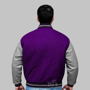 Blouson universitaire uni pour hommes Manches en laine lourde et en cuir Blouson bombardier de baseball amical avec broderie de logo personnalisé Approvisionnement en vrac - Product Image 6