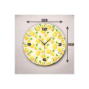 Reloj de pared de mesa de madera silencioso de 50cm con producto de regalo con estampado de limón amarillo - Product Image 1