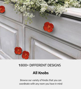 Perilla de hierro fundido de flor roja antigua, acabado desgastado de inspiración Vintage, tirador de cajón rústico, perilla decorativa para armario, tocador de cocina - Product Image 3