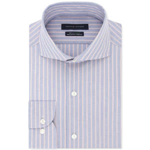 Camisa de Vestir Tommy Hilfiger para Hombre, Corte Clásico/Regular, Popelina Elástica Thflex Antiarrugas, Rayas Rojas, Talla 32-33 - Product Image 1