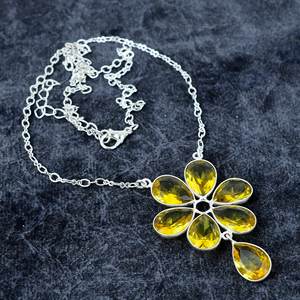 Yellow Citrine Pear Shape Gemstone 925 <b>Silver</b> Plated <b>Necklace</b> <b>For</b> <b>Women</b> Anniversary <b>Chain</b> <b>Necklace</b> Dainty <b>Necklace</b> Gifts <b>For</b> Her - Product Image 4