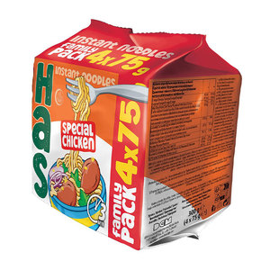 Nouilles instantanées au goût de poulet frit HAS, farine de blé, pack familial 280g, texture lisse, 18% de matières grasses, certifiées HALAL/Kosher, 3 minutes, 12 - Product Image 1