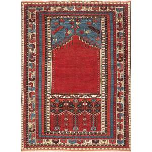 Tapis en laine noués à la main Aalam, Kilim géométrique rouge-orange 9x12 rectangulaire, fait main pour entrée, salle de prière, couloir, abstrait - Product Image 1