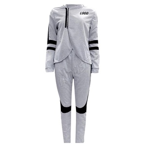 Chándal de dos piezas trajes de las mujeres 2 Pcs Patchwork chándal sudadera Pantalones deportivos trajes para las mujeres salón desgaste conjuntos - Product Image 1