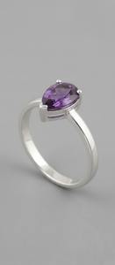 Bague en argent 925 avec améthyste taille poire, design minimaliste chrétien, faite à la main, authentique, pour fiançailles, mariage, anniversaire ou cadeau de fête - Product Image 2