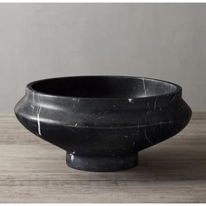 Luxe moderne maison cuisine Table à manger décor blanc naturel marbre fruits bol de service en laiton massif insérer à la main mariages - Product Image 4