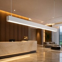 Luminaire suspendu linéaire LED rectangulaire en aluminium de 1200 mm pour hall d'hôtel, 3000K, dimmable, lampe de plafond pour hall d'accueil