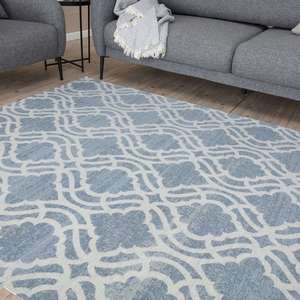 Modern Machine Made Washable Rectangle Area <b>Rug</b> for Living Room Bedroom Hallway Polyester Blue - Product Image 6