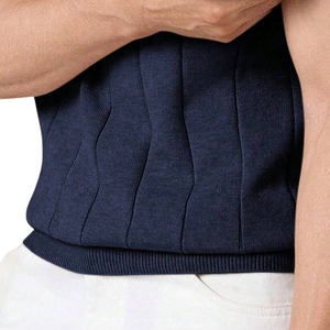 Camiseta de punto acanalado para hombre, manga corta, cuello redondo, texturizada, informal, elástica, 220g - Product Image 5