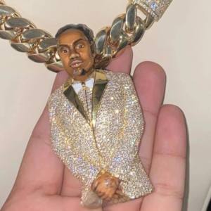 Pendentif rond en argent sterling 925 personnalisé de luxe, diamant cultivé Leb, clarté VVS, pendentif portrait personnalisé, cadeau pour homme - Product Image 6