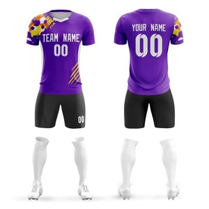 Ensembles d'uniformes de football américain personnalisés de haute qualité, couleur dégradée, respirant, séchage rapide, 100% polyester, col rond, nom de l'équipe - Product Image 5