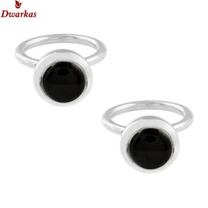 Conception simple S925 argent sterling noir onyx bague femmes élégante pierre empilable index bague en gros cadeau anneaux - Product Image 2