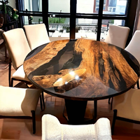 Table à manger/à café de luxe moderne en résine et bois d'acacia, faite à la main, résistante à l'eau, pour usage intérieur, décoration de la maison, salon, retraite, Diwali