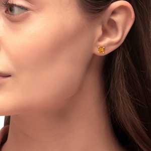 ต่างหูแบบตะขอเกี่ยวทรงตะกร้า ทองคำขาว 14K ประดับพลอยซิทรินทรงอัสเชอร์ น้ำหนัก 2.10 กะรัต เครื่องประดับแฟชั่น - Product Image 3