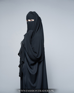 Niqab double couche Hijab long en mousseline noire pour femmes musulmanes Prix de gros Article prêt à expédier - Product Image 6