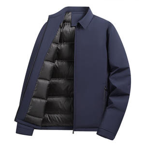 Veste longue décontractée pour homme en softshell pour l'hiver 2025, 90% duvet de canard blanc, fermeture éclair, col rabattu, chaude et élégante, devant - Product Image 6