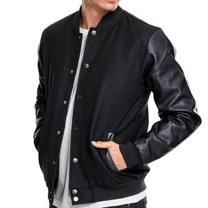 Veste de sport athlétique à la mode, style équipe sportive, corps en mélange de laine, manches en cuir, idéale pour les événements et le streetwear décontracté - Product Image 6