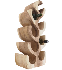 Natural Brown Countertop Unique Design Solid Acacia Wood Wine Rack Wine Bottle Holder for Home Storage - Product Image 4