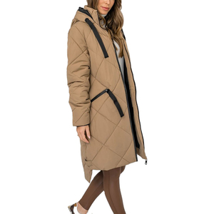 Dizzah invierno cremallera con capucha estilo oversize abrigo manga larga de talla grande al por mayor moda mujer gabardina Puffer abrigos y chaqueta - Product Image 3