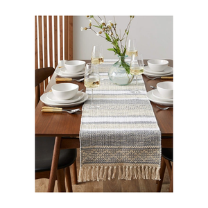 Camino de mesa tejido flameado rústico de algodón puro económico 200 GSM OEKO TEX certificado duradero asequible decoración de comedor todos los días - Product Image 3