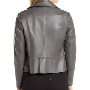 Chaqueta de Motociclista de Cuero de Cordero de Alta Calidad para Mujer, Chaqueta de Cuero Corta de Moda para Mujer - Product Image 2