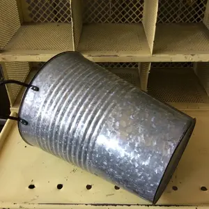 Jardinière de seau de bassin galvanisée en métal noir baignoire ronde en zinc pour jardin décor à la maison Style traditionnel pour usage intérieur/extérieur - Product Image 4