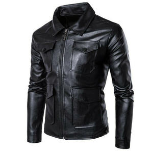 Winter <b>Men's</b> Long Genuine Leather Bomber <b>Jacket</b> High Quality Custom Color <b>Canvas</b> Turn-down Collar Front Logo Position Letter - Product Image 4