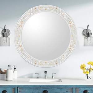 Miroir de sol rond de décoration de maison de luxe moderne avec cadre en nacre Taille et couleur personnalisables - Product Image 3