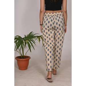 Block Print Cotton Pajama for <b>Women</b> Elastic Waist Sleepwear <b>Trousers</b> <b>Lightweight</b> Breathable Nightwear Pajamas - Product Image 6