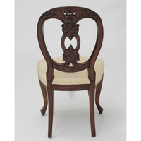 Chaise de salle à manger ergonomique traditionnelle avec dossier médaillon, revêtement en velours, bois d'acajou de haute qualité, couleur brun foncé, sculptée, pour hôtel