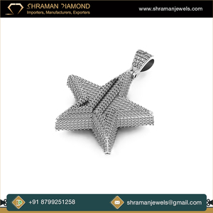 Diseño elegante Calidad estándar 4,27 Ct. Colgante de Estrella de oro de dos tonos de oro sólido de 10K personalizado para hombre de proveedor indio - Product Image 6