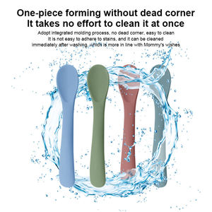 Cuchara de Silicona de Grado Alimenticio para Bebés, Directo de Fábrica, Libre de BPA, Ecológica, Reutilizable, con Punta Suave, Primera Etapa de Alimentación - Product Image 1
