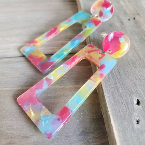 Resin Embroidery <b>Earrings</b> Handmade Stainless Steel Fashion Jewelry for Women Girls Classic Wedding Look High Quality - Product Image 1