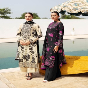 Salwar Kameez de haute qualité en coton Karandi, marque Ramsha, non cousu, style pakistanais, spécial pour les occasions spéciales, travail de broderie lourd, style indien - Product Image 3