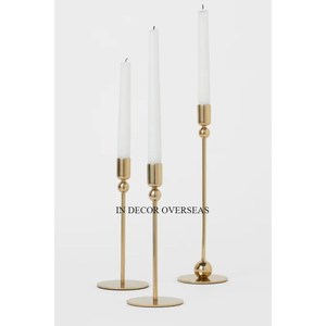 Ensemble de 3 porte-bougies de table de mariage en métal et bambou très résistant de créateur unique et très chic d'Inde - Product Image 2