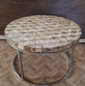 Mesa redonda de madera clásica moderna de alta calidad de Indonesia con acero inoxidable (SS) para uso al aire libre en hoteles muebles de sala de estar - Product Image 3