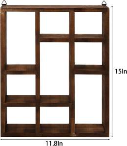 Étagère de présentation Shadow Box, étagères flottantes rustiques à 9 fentes de 15 "x 11.8", étagère murale/autoportante en bois pour mur - Product Image 5