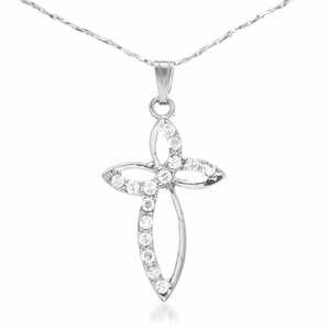 Kriaa 1202603 Pierre Autrichienne Pendentif Plaqué Argent Bijoux Religieux en Alliage de Zinc avec Diamant et Perle pour Enfants - Product Image 1