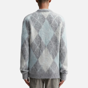 Pull-over brodé personnalisé pour hommes de haute qualité en mohair pour hommes Pull en laine mélangée tricoté avec bouton Pull - Product Image 4