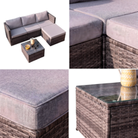 Ensemble de meubles de patio d'extérieur de luxe en rotin et osier avec canapé modulaire de conversation en L dans le jardin