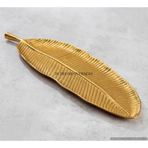 Look élégant de haute qualité en aluminium plaqué or coulé feuille Designer servant plateau fantaisie maison et hôtel Table maîtresse fournitures - Product Image 5