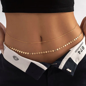 สร้อยคาดเอวหลายชั้นแบบมินิมอล สีทอง/เงิน ประดับเพชรและมุก แฟชั่นเครื่องประดับโลหะผสมรูปเปลือกหอย สำหรับสาวๆ งานหมั้น งานปาร์ตี้ - Product Image 3