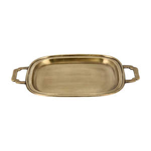 AK Latón Diseño de lujo Acabado Aluminio Bandeja de servicio de metal con asa Fabricante Cobre Acabado Bandeja de servicio de alimentos de metal - Product Image 2