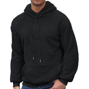 Sudaderas con capucha de lana Sherpa personalizadas de alta calidad, sudadera de lana negra lisa de gran tamaño, ropa de invierno, sudaderas con capucha Unisex - Product Image 2