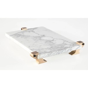 Bandeja de servicio de diseñador blanca con aspecto elegante, ideal para comedor de cocina de mesa y uso doméstico decorativo de la India - Product Image 5