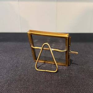 Best Wholesale Price Brass Border Clear Glass <b>Photo</b> Holder Mini Smallest <b>Photo</b> <b>Frame</b> for Tabletop Decoration Receptionist Decor - Product Image 4