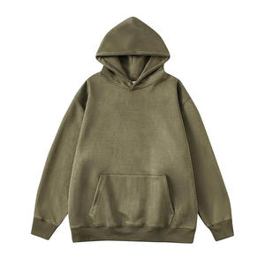 Sweat-shirts à capuche en coton 100% uni teint, avec logo personnalisé, pour hommes, poids lourd, surdimensionné, épaules tombantes, coupe régulière - Product Image 5