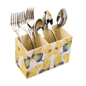 Natural Mango Wooden <b>Spoon</b> Holder With Leaf Design For Tableware Cutlery Holder Box For Dining Table Decoration At Low Price - Product Image 2