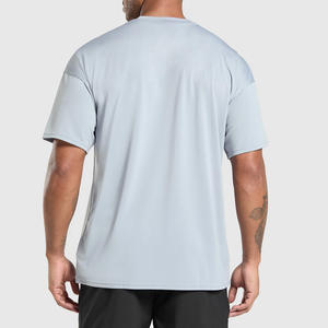 T-shirt pour homme en coton et fibre de bambou de haute qualité, couleur unie, surdimensionné, lourd, vintage, taille plus, respirant, vierge - Product Image 2