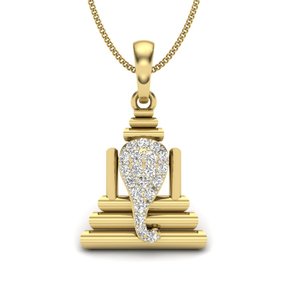 คุณภาพสูง14K Gold Lord Ganesha Lab ปลูกจี้เพชรสำหรับเด็กและเด็กผู้หญิงยกระดับความสง่างามของคุณด้วยเสน่ห์อันงดงามนี้ - Product Image 1